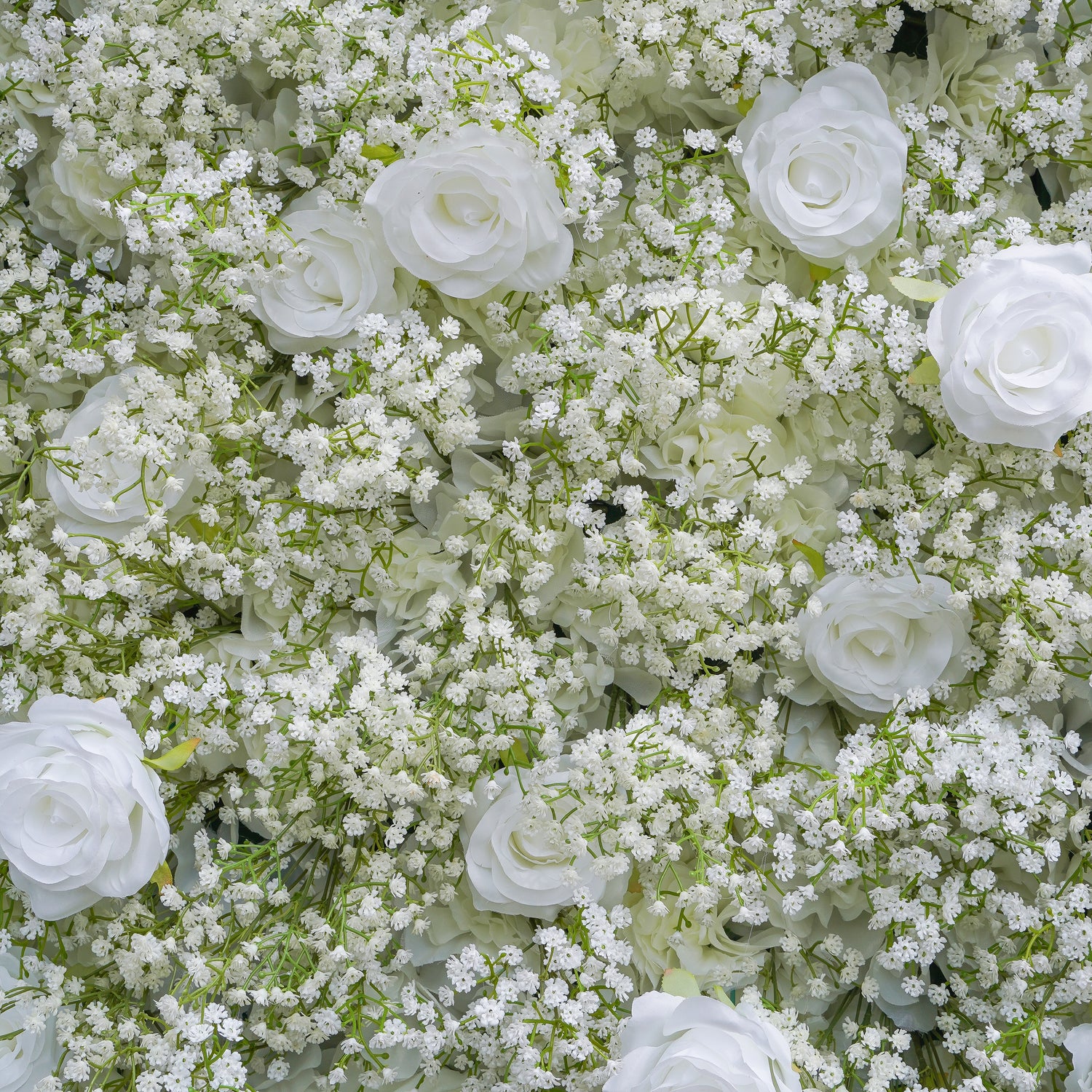 WHITE IVORY ROSES WITH GREENERY FLOWER WALL, FLOWER WALL